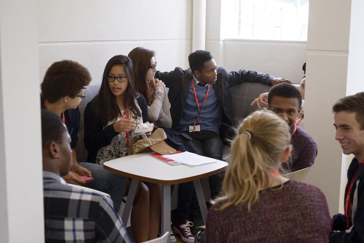 Students chatting together in the school